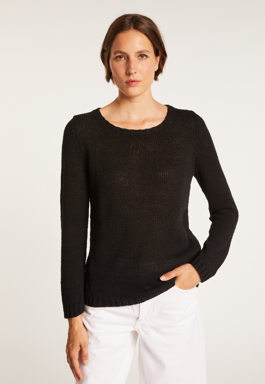 Suéter de gola redonda em seda, algodão e lã - Benji