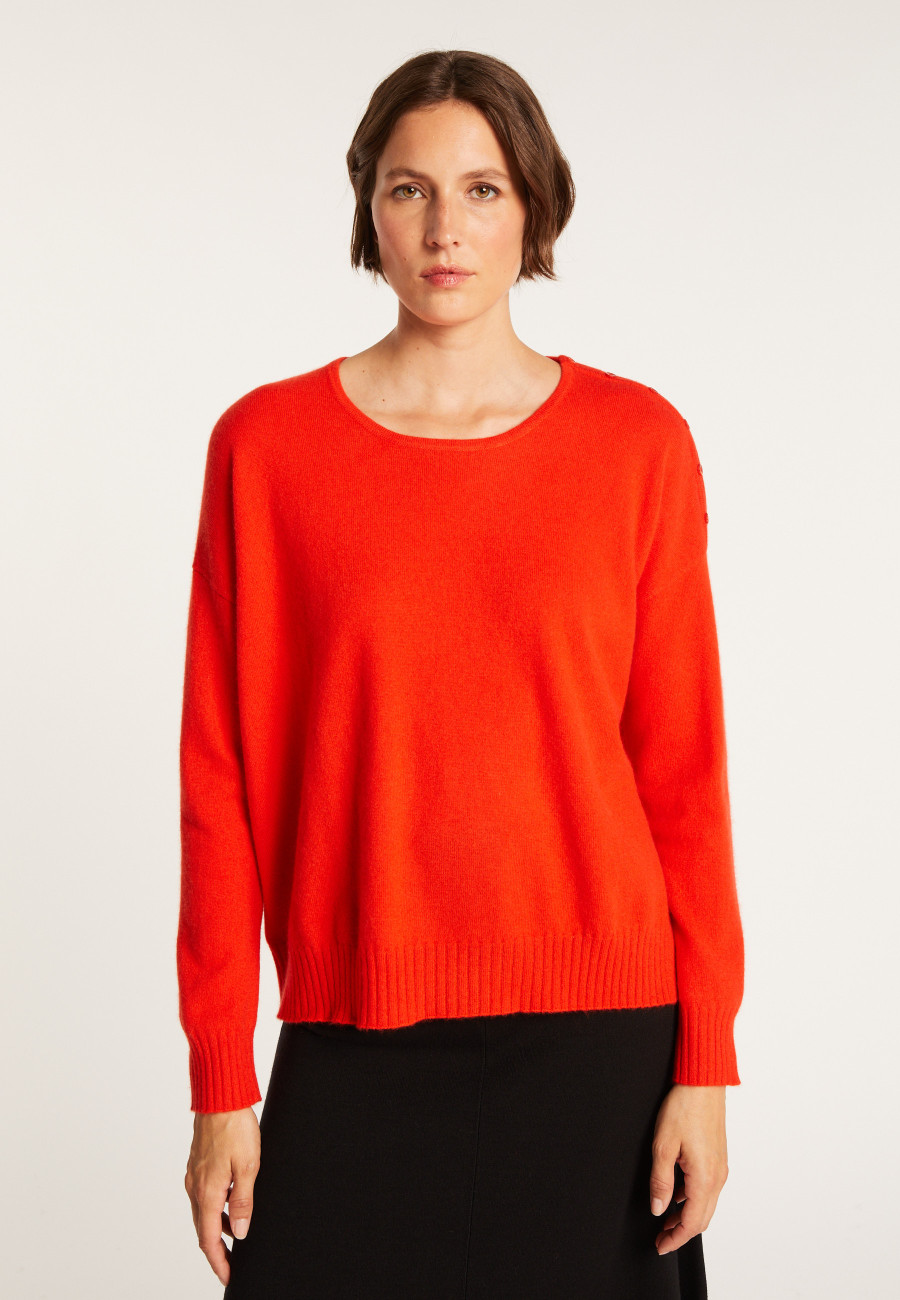 Cashmere wide shoulder buttons sweater - Brook