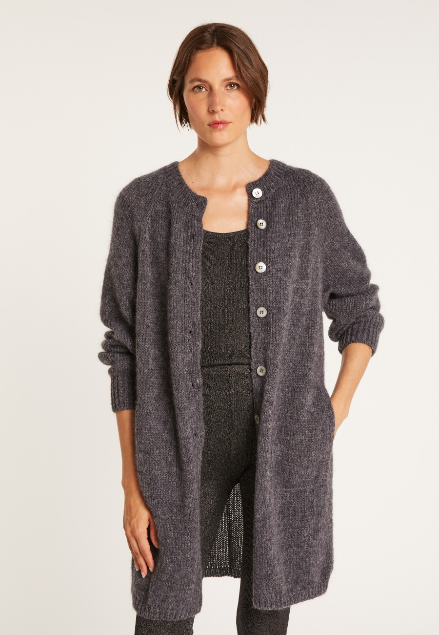 Long mohair cardigan with pockets - Gaya