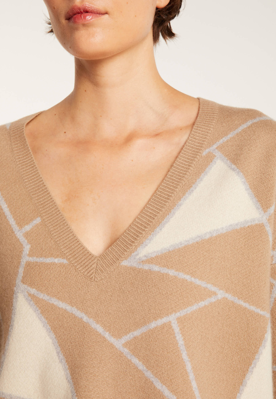 Suéter de cashmere com estampa geométrica - Felixa