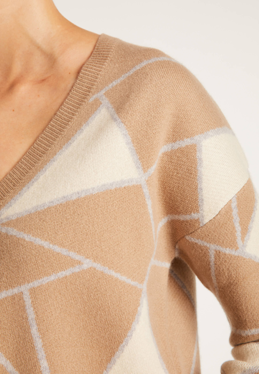 Suéter de cashmere com estampa geométrica - Felixa