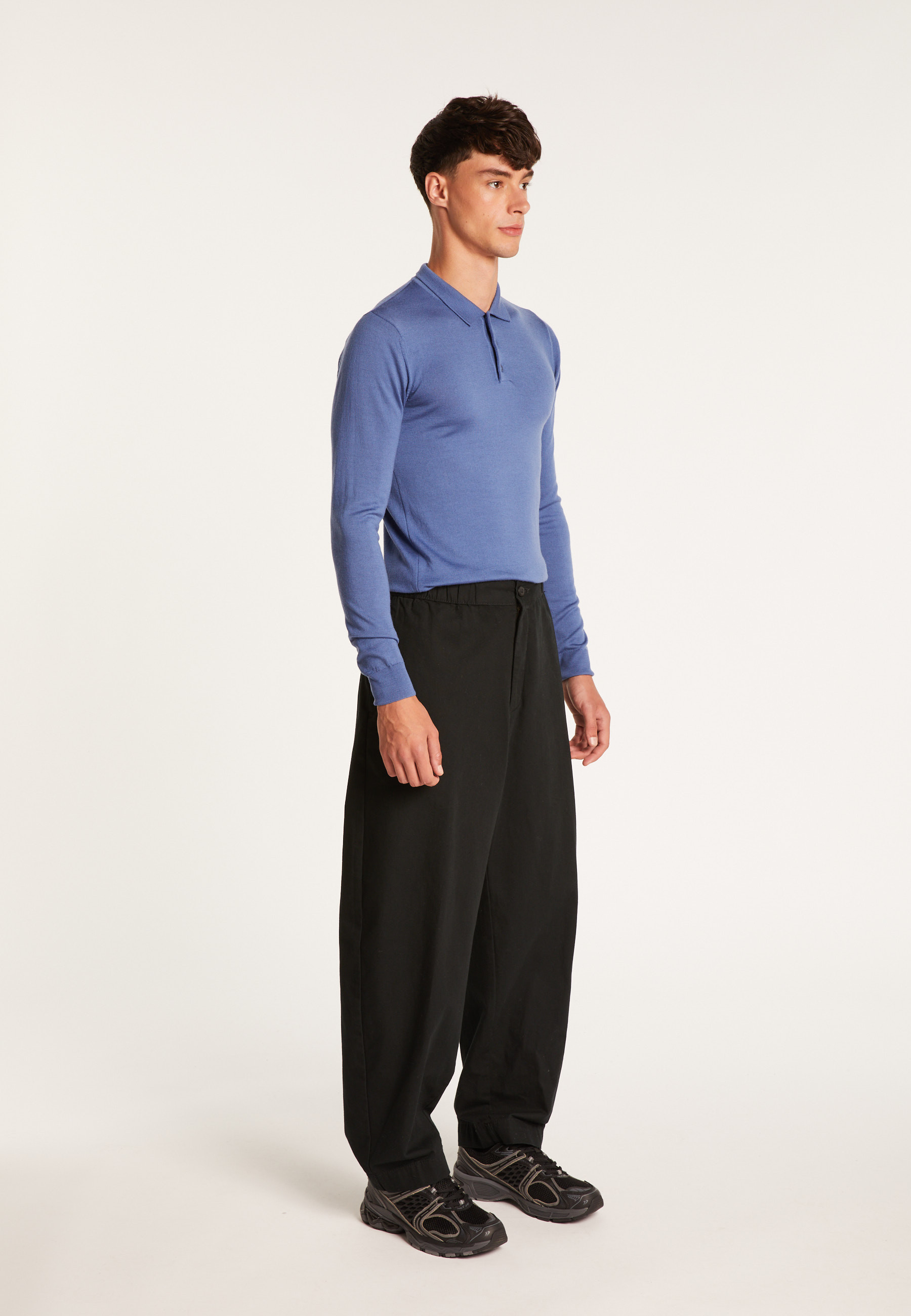 Polo manches longues en laine mérinos - Beryl 6143 saphir - 48 Bleu roi