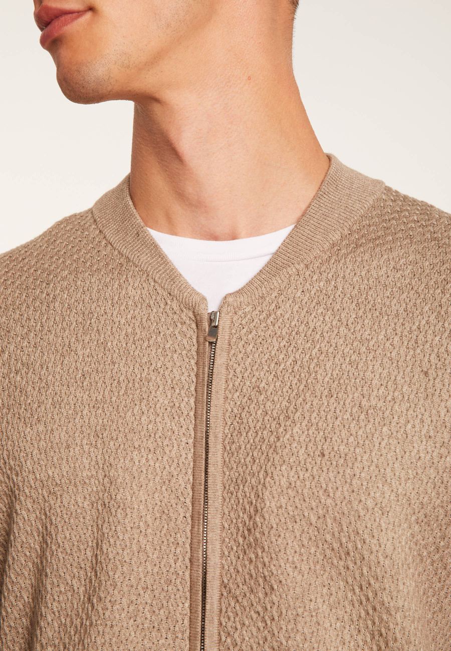 Cotton and cashmere zip-up cardigan - Hiro