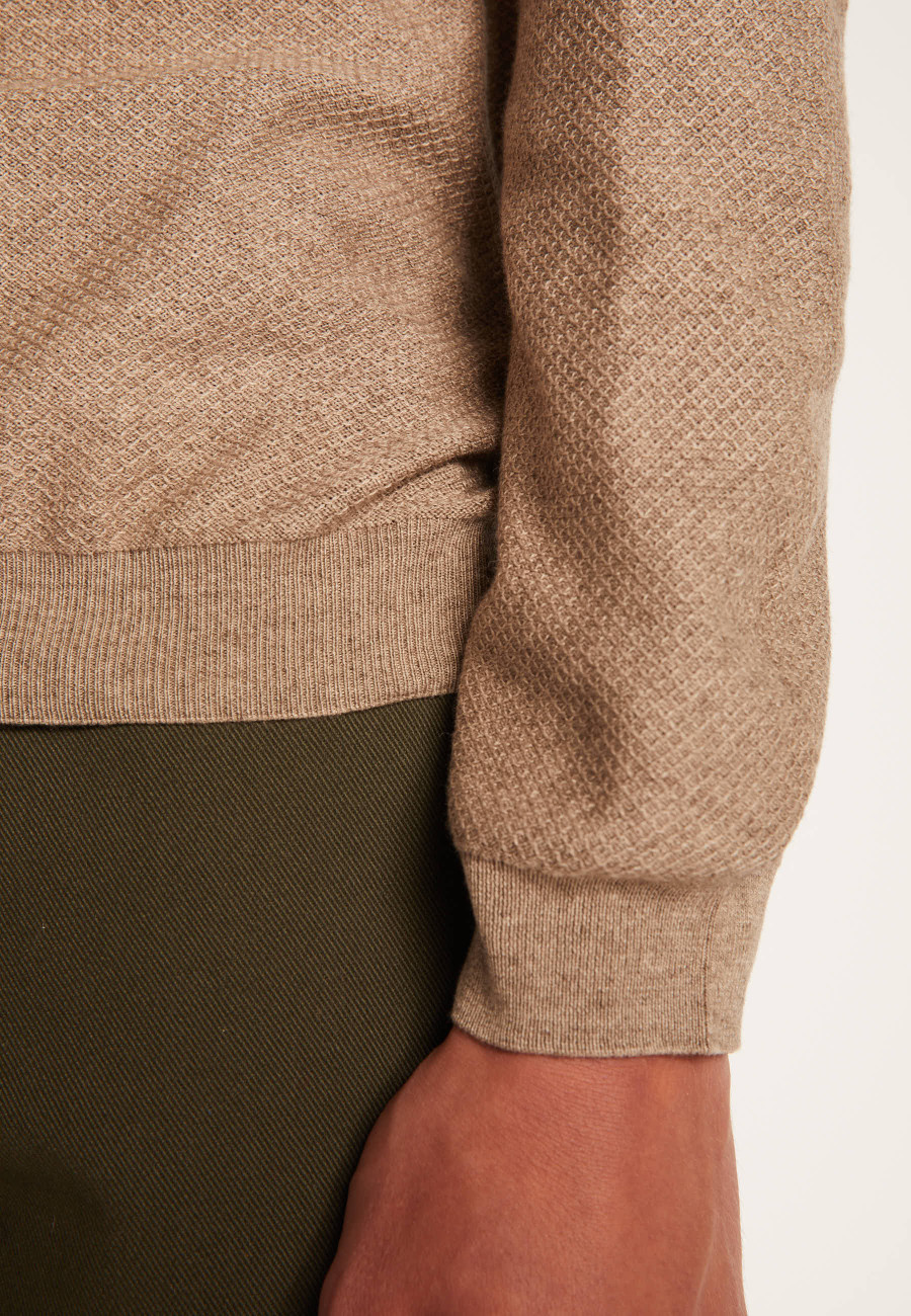 Suéter de gola redonda de algodão e cashmere - Hizoka