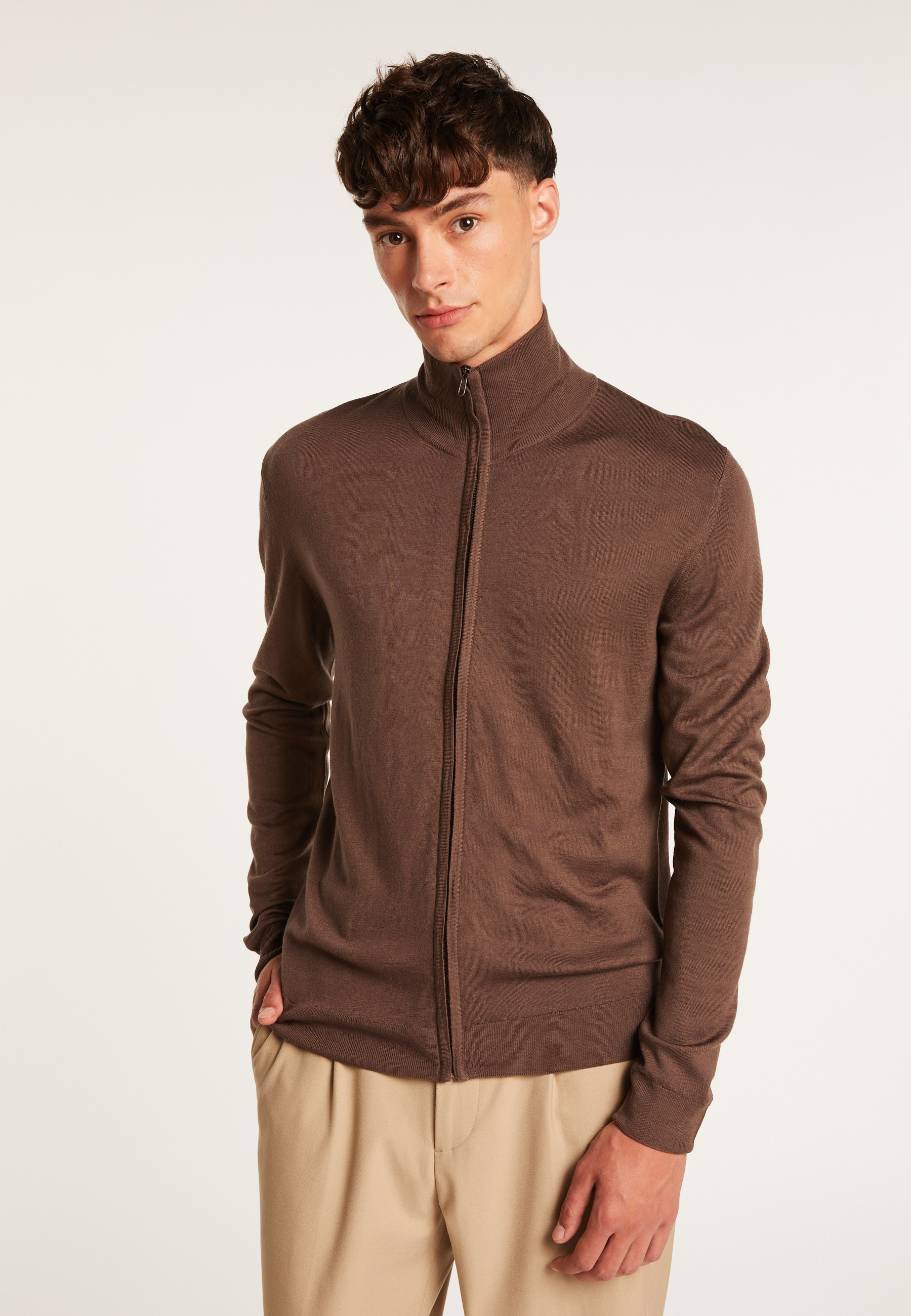 Gilet zippé en laine mérinos - Bastian 6640 Marine - 05 bleu marine