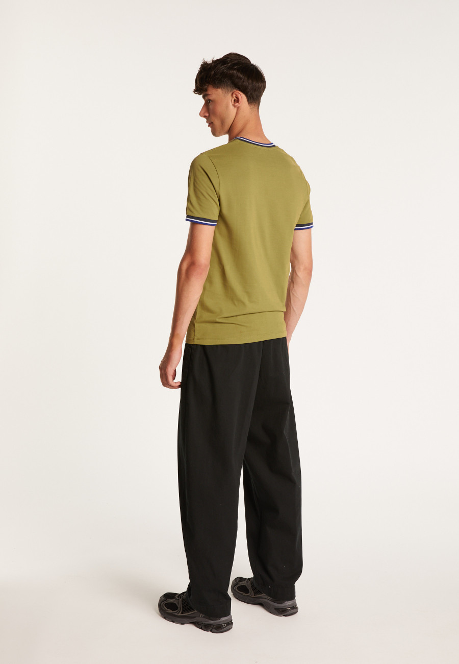 Camiseta tricolor de algodão piqué com gola - Duc