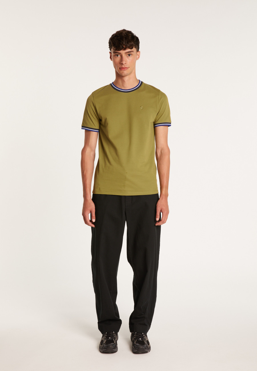 Camiseta tricolor de algodão piqué com gola - Duc