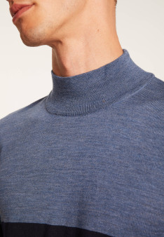 Striped wool sweater with high neck collar - Lazar