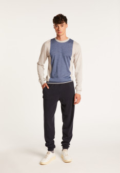 Pull bicolore en laine - Lasso 7147 baltique/marine - 05 Bleu marine