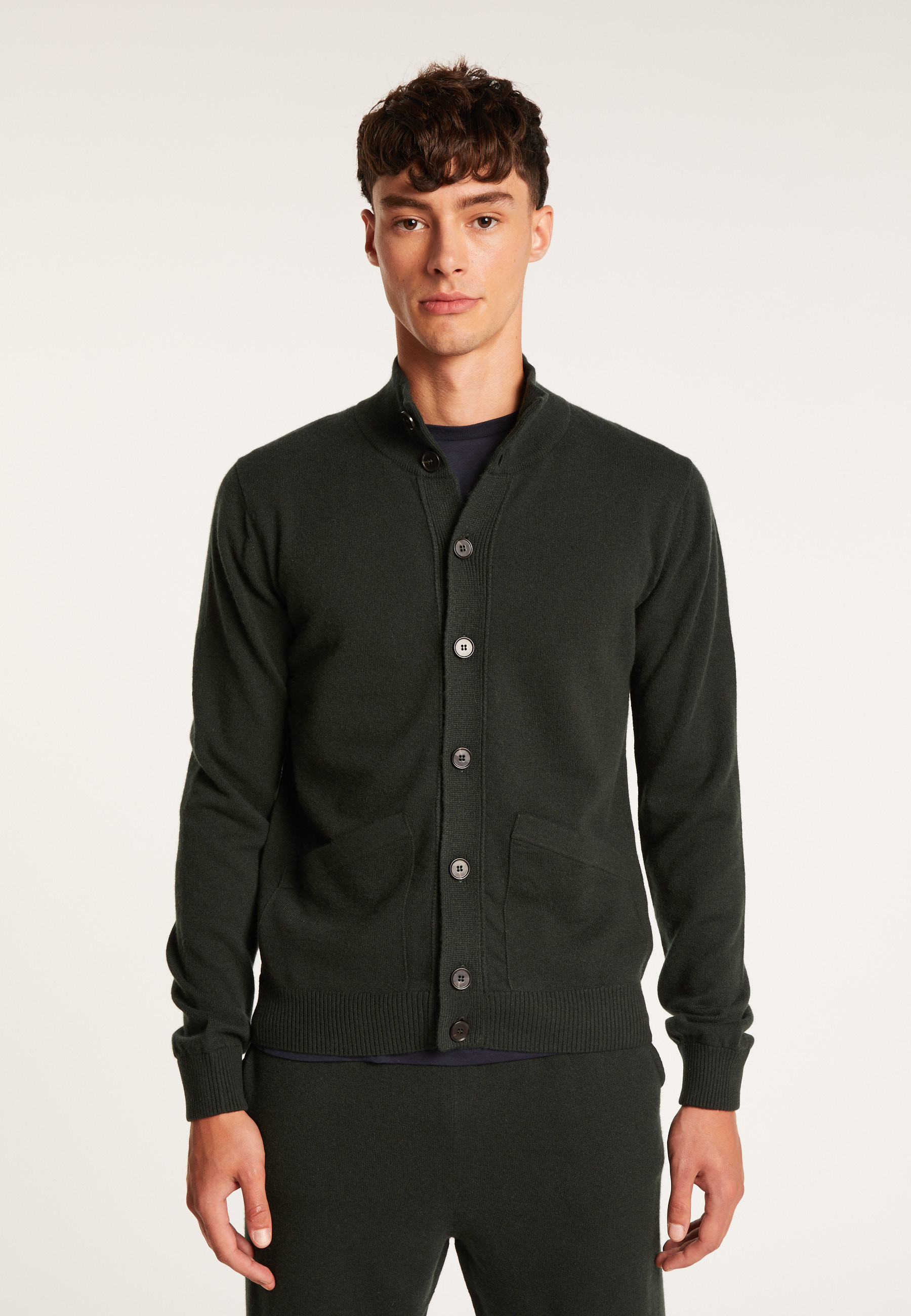 Gilet en cachemire boutonné à poches - Erwan 7412 Gris Clair - 11 Gris Clair