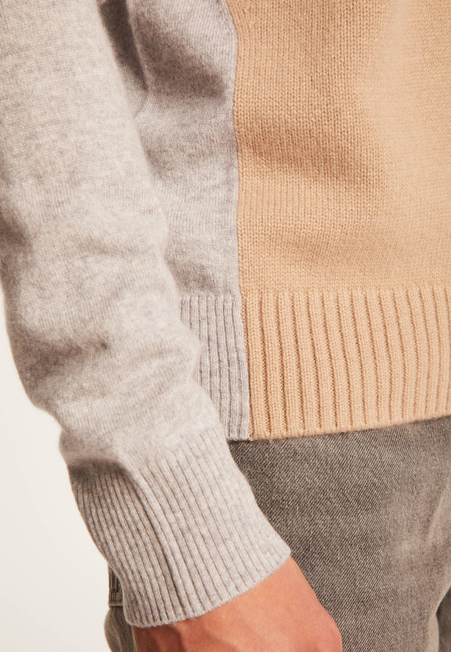 Suéter de cashmere bicolor com mangas raglan - Amalfi