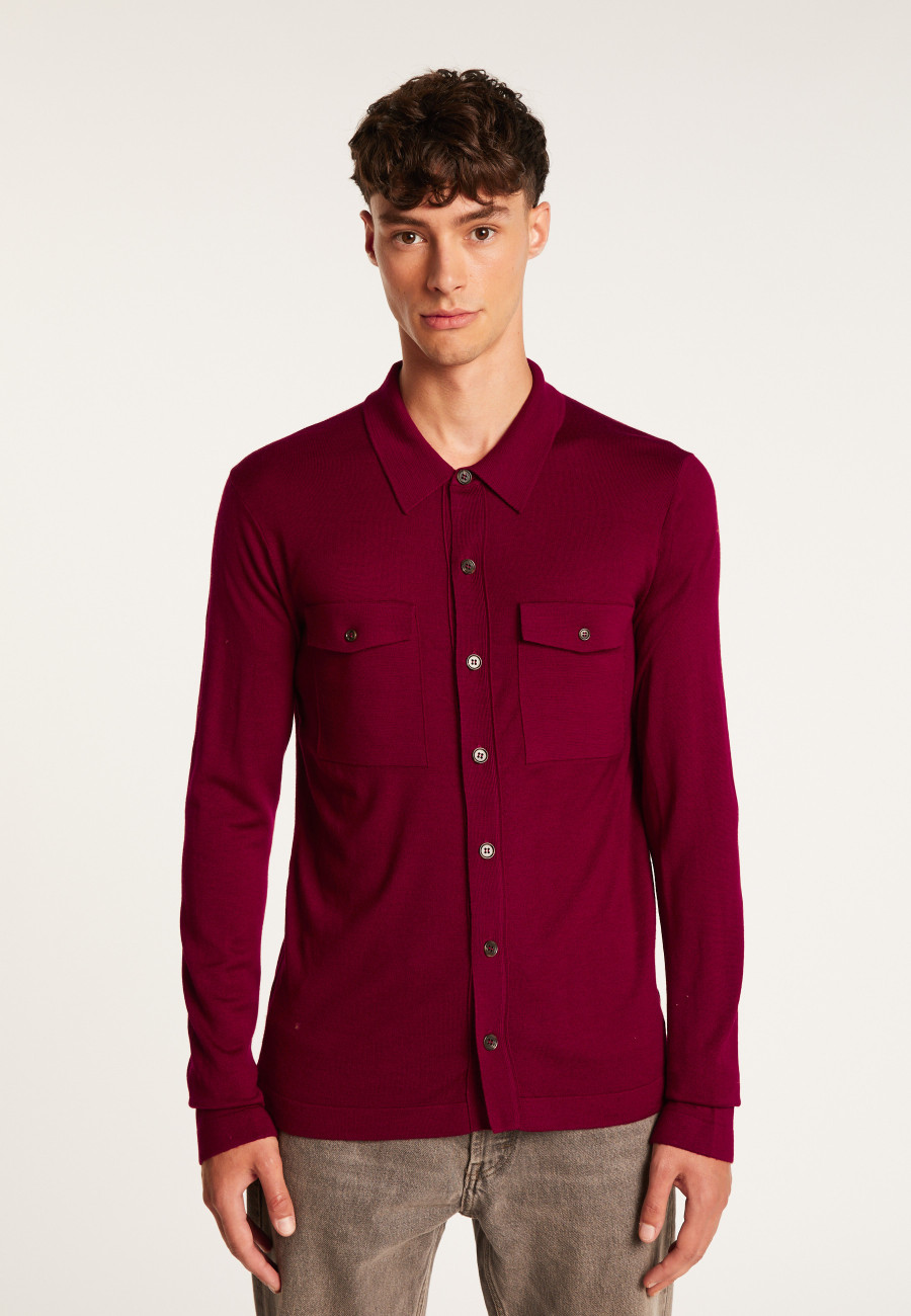 Camisa de lã merino com bolsos aplicados - Andy