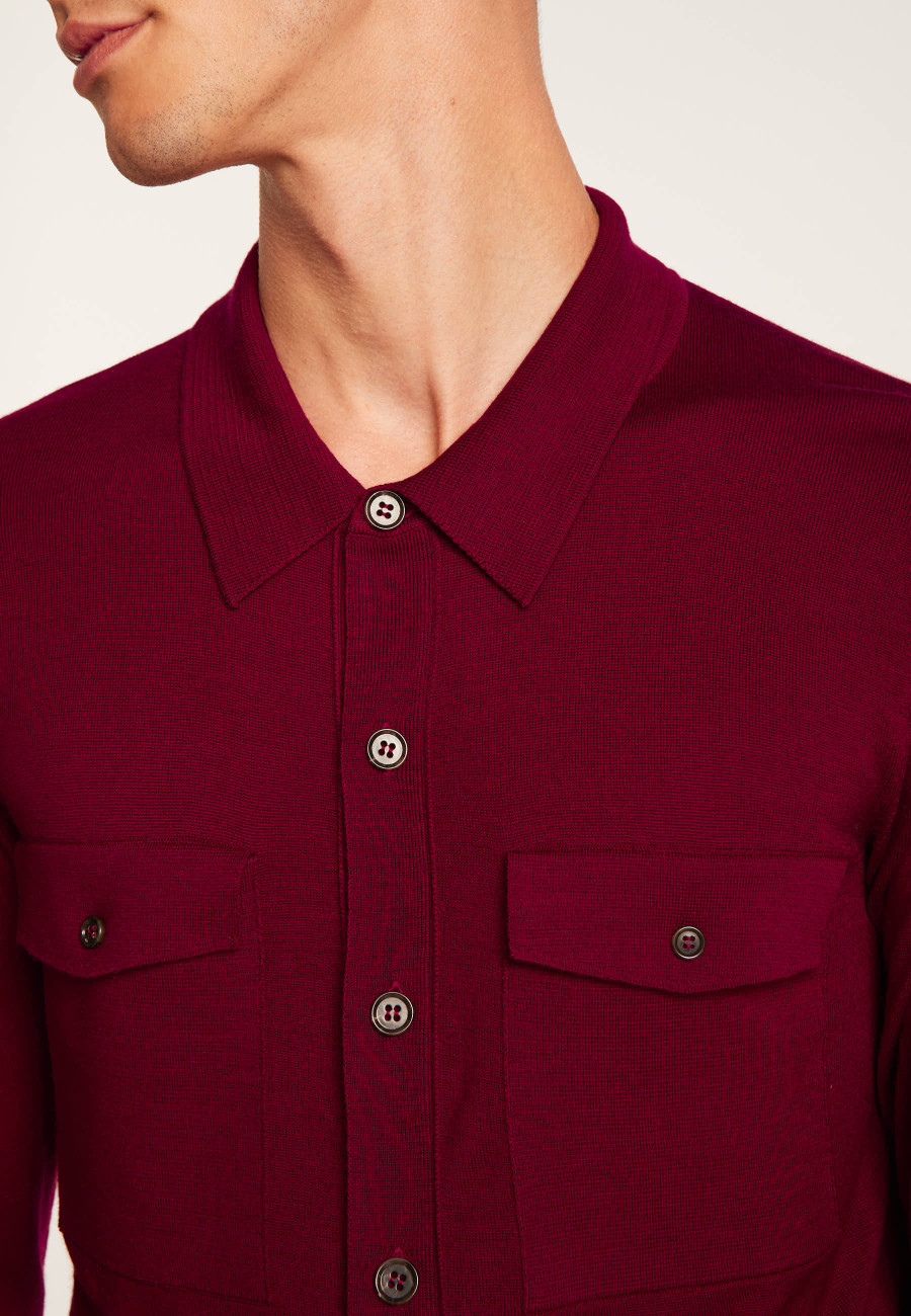 Camisa de lã merino com bolsos aplicados - Andy