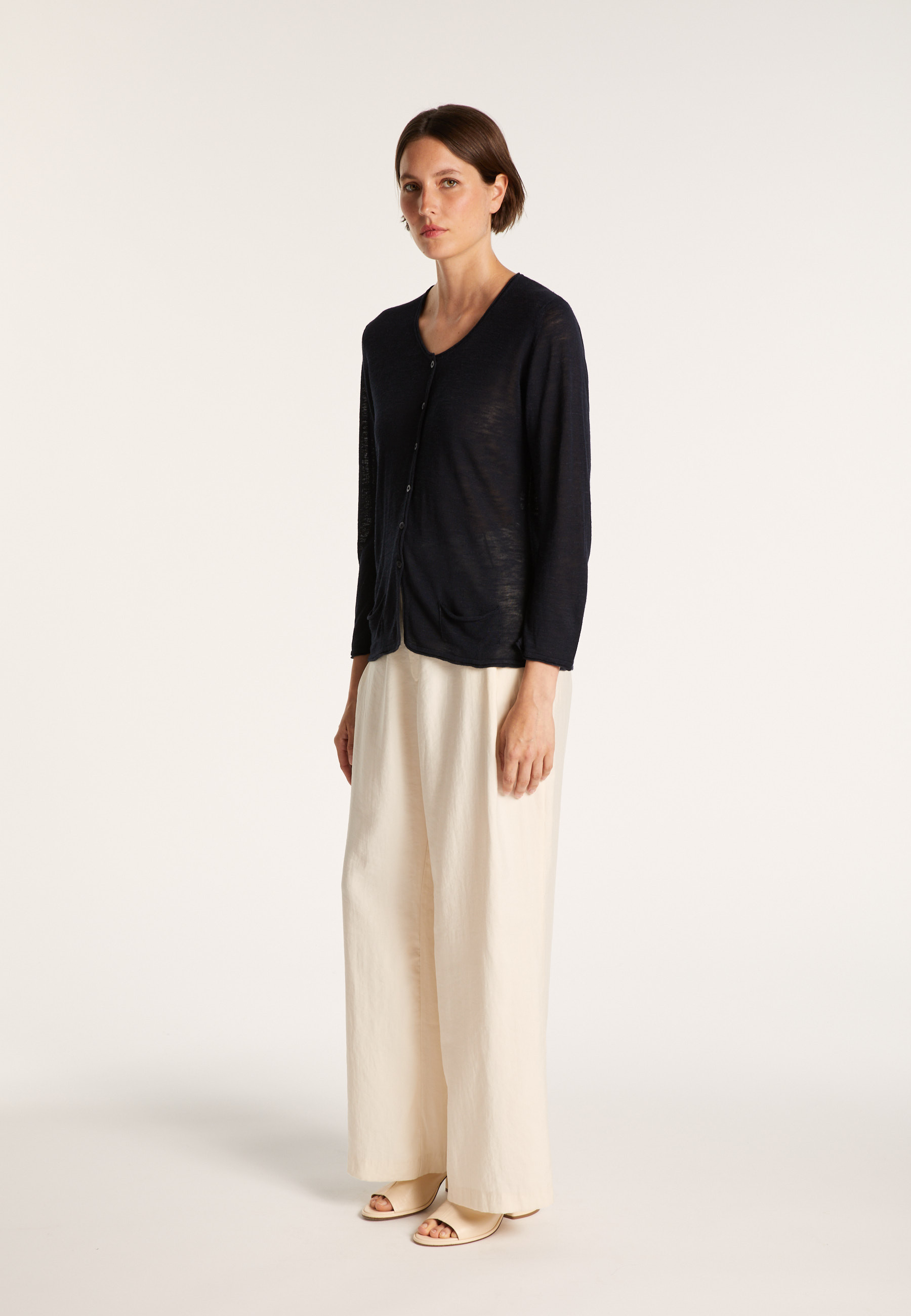 Cardigan à poches en lin flammé - Bao 7240