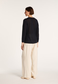 Slub linen cardigan with pockets - Bao