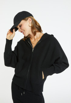 Zipped hooded jacket in 100% cashmere GABIN