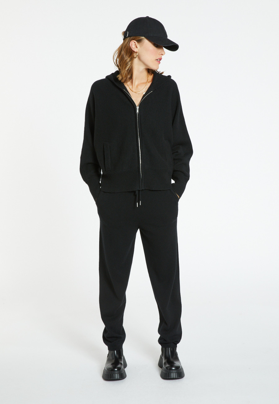 Zipped hooded jacket in 100% cashmere GABIN