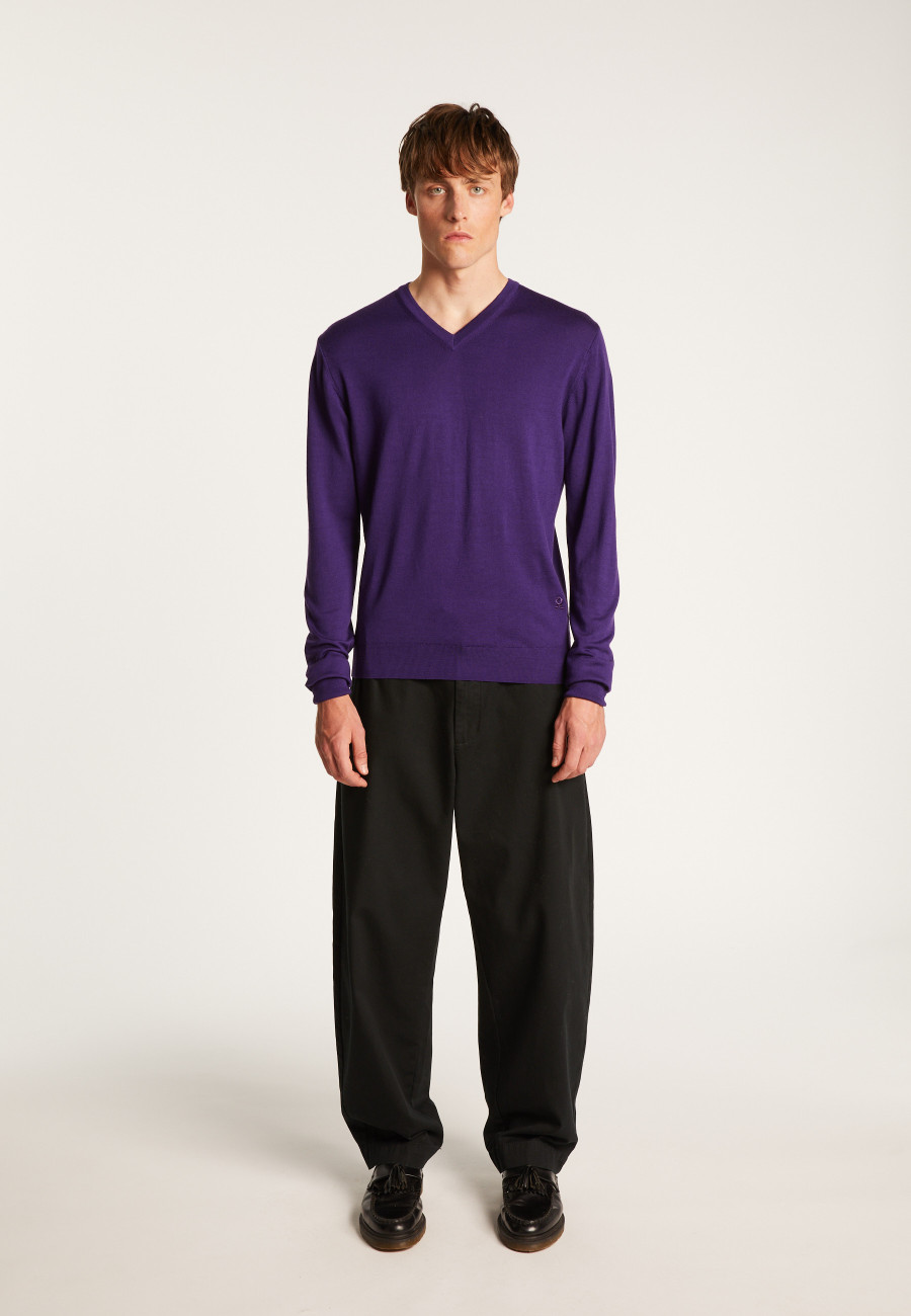 Suéter de lã merino com decote em V - Elmo