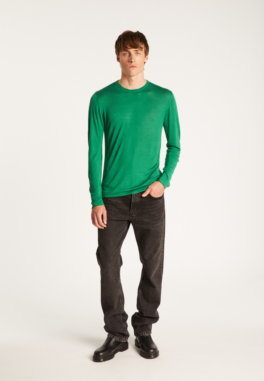 Cashmere bamboo fiber crew neck sweater - Taffy