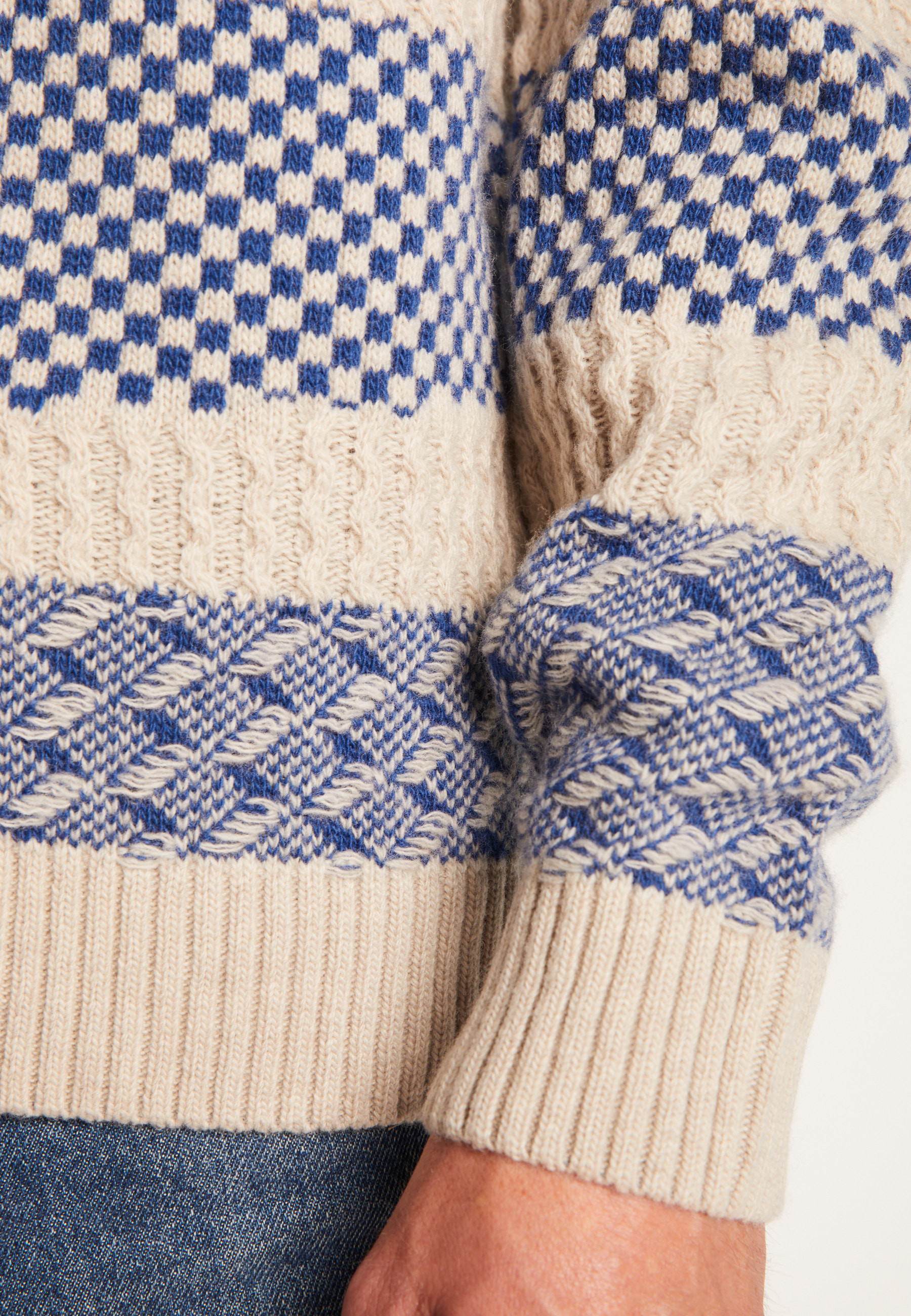 Pull col rond bicolore en laine mérinos - Toledo