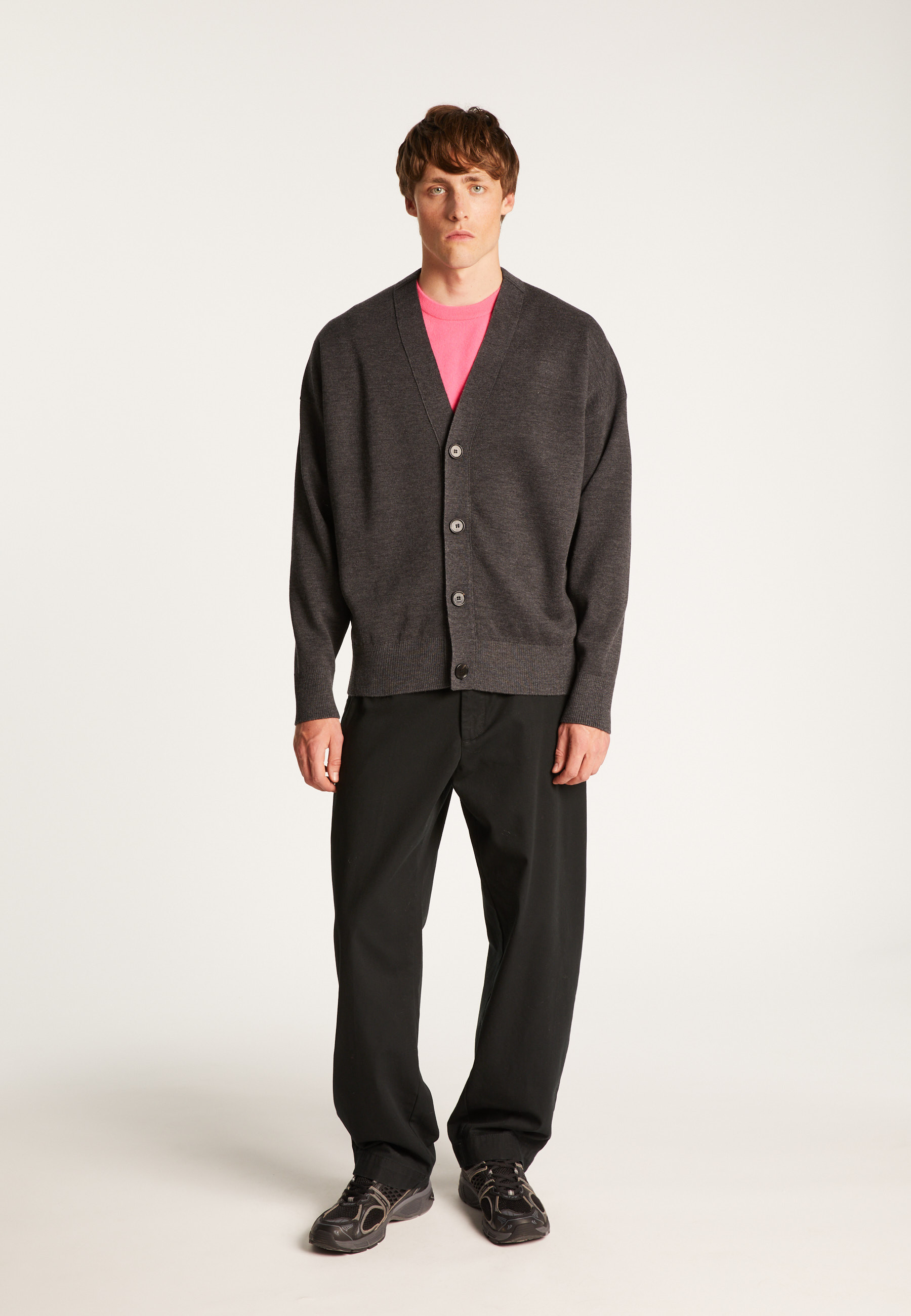 Gilet boutonné bicolore en laine mérinos - Tao