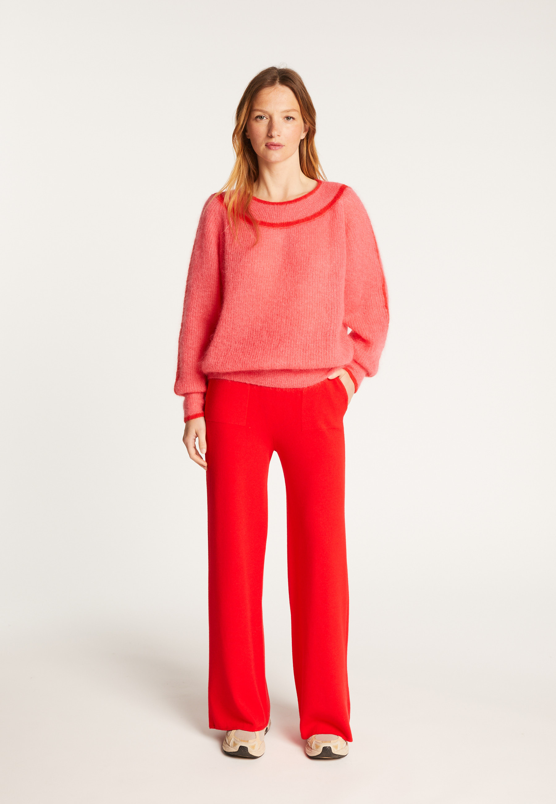 Pull bicolore col rond en mohair - Renée