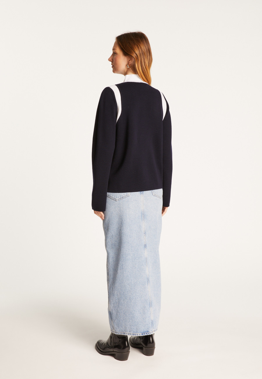 Jaqueta de lã merino com zíper - Reine