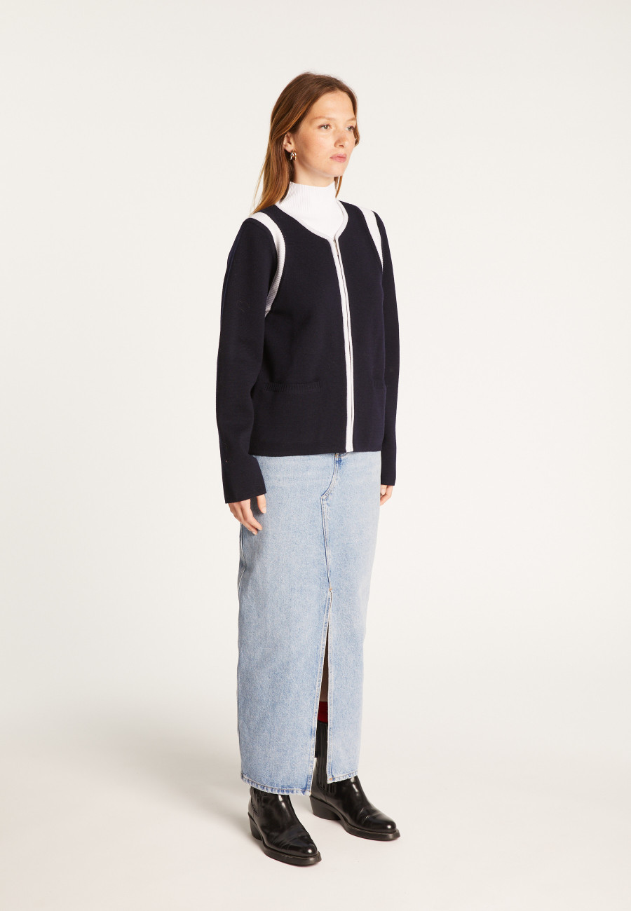 Jaqueta de lã merino com zíper - Reine