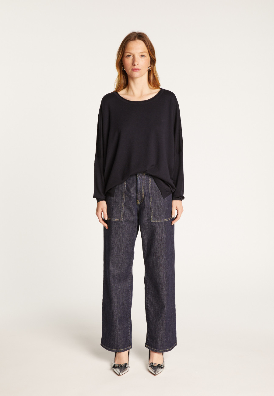 Suéter folgado de lã merino fina - Azel