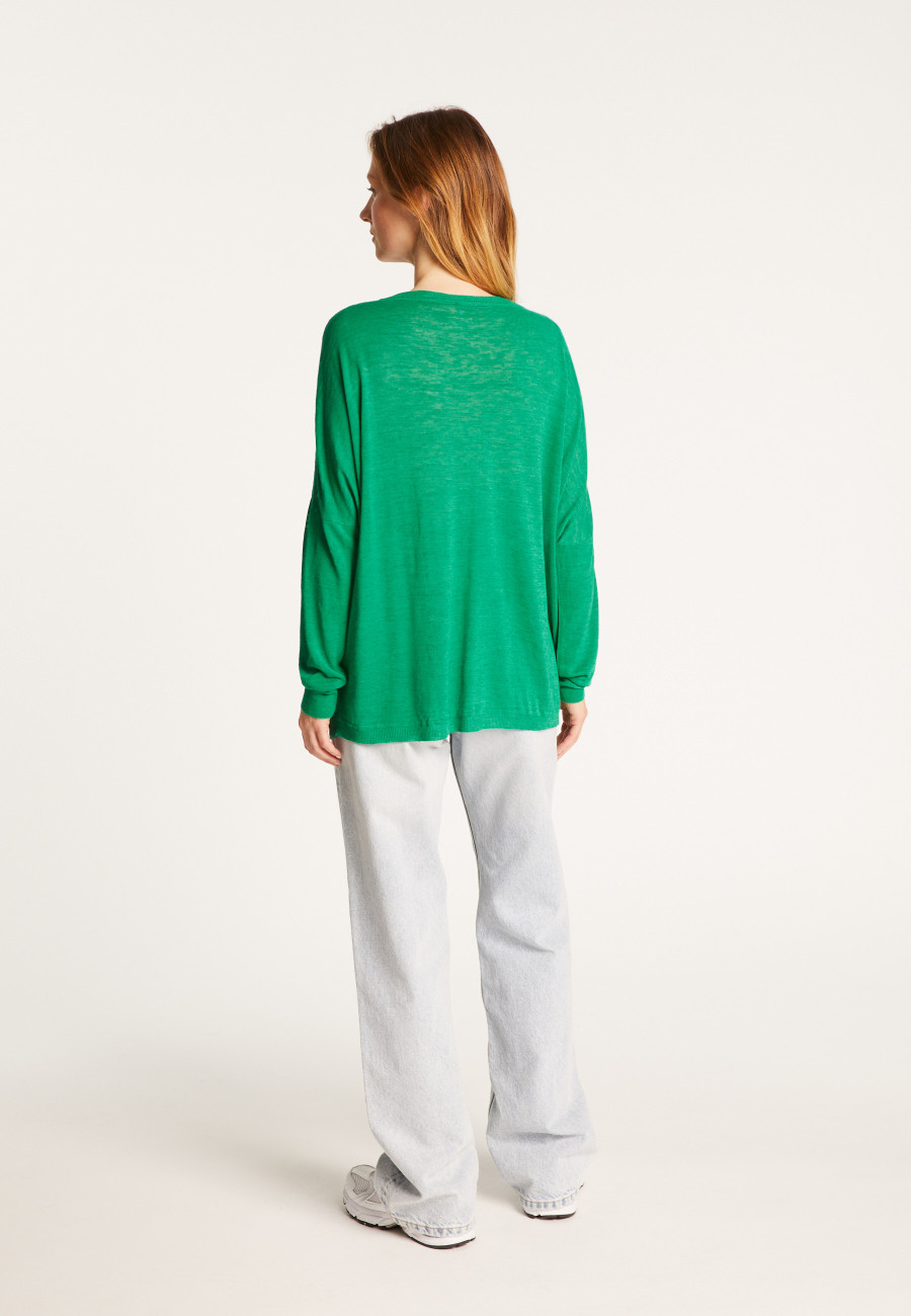 Camiseta de linho com decote largo e corte em V - Beja