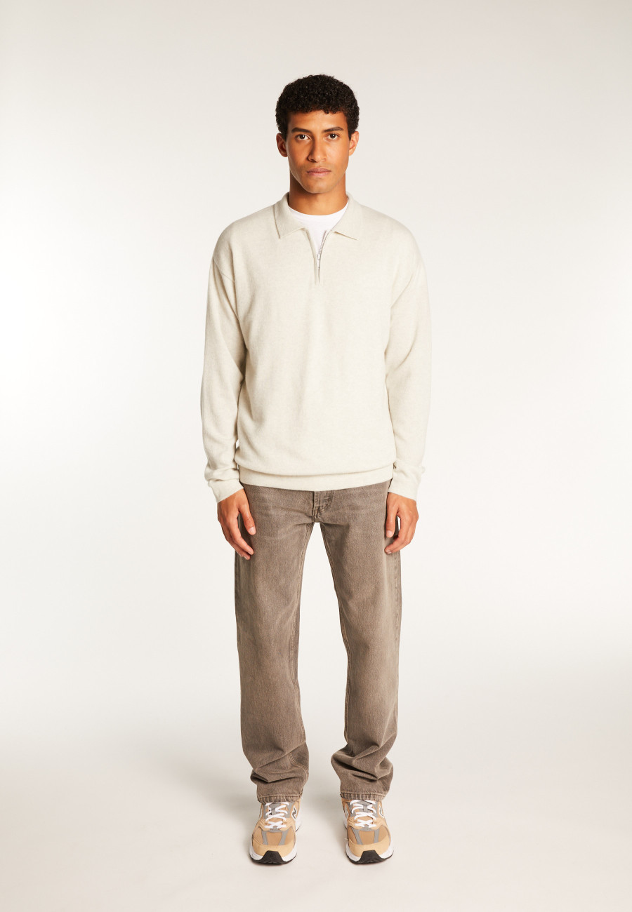 Camisa polo de cashmere com zíper na gola - Taylor