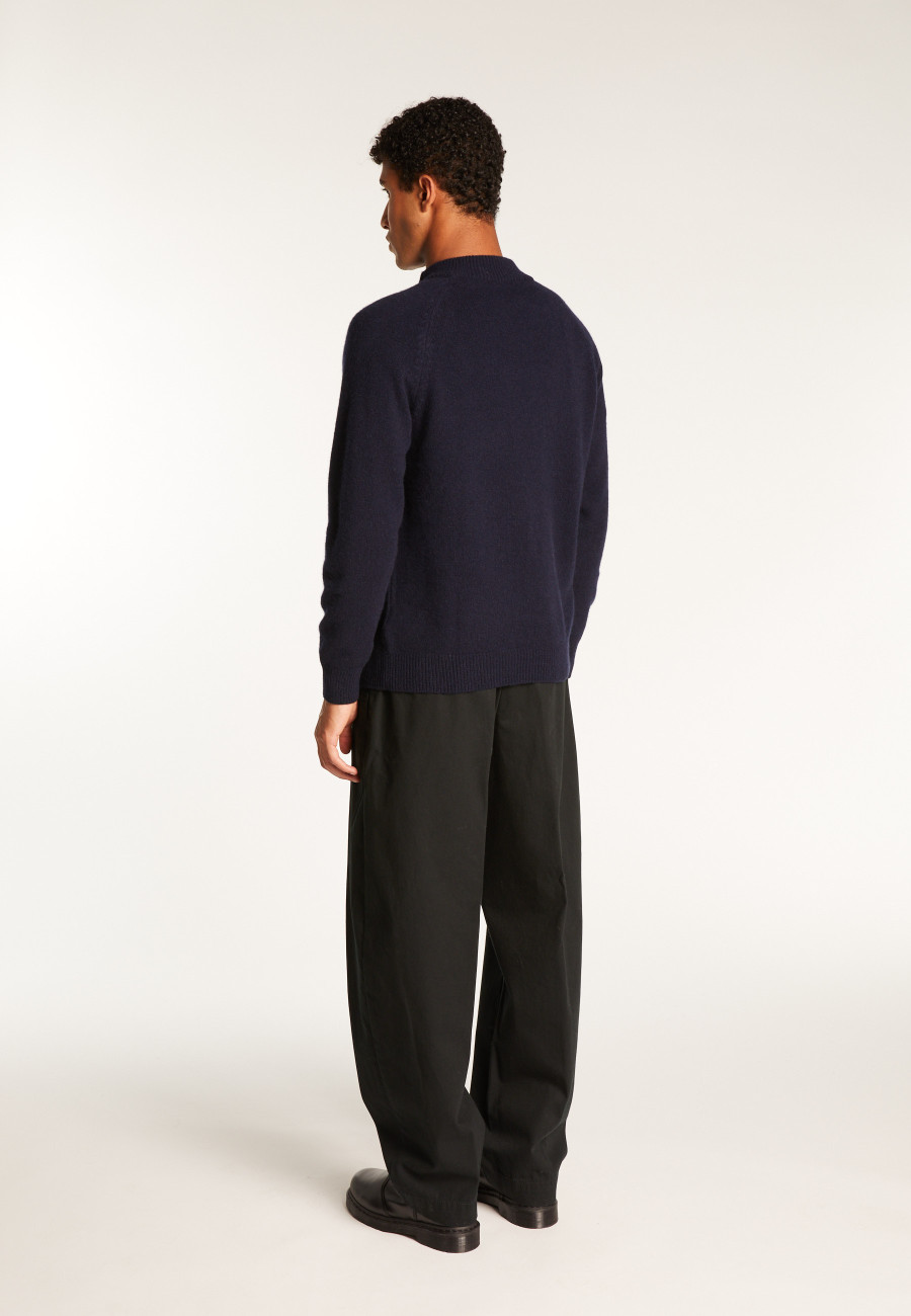 Suéter de gola redonda com zíper e mistura de caxemira - Tiam