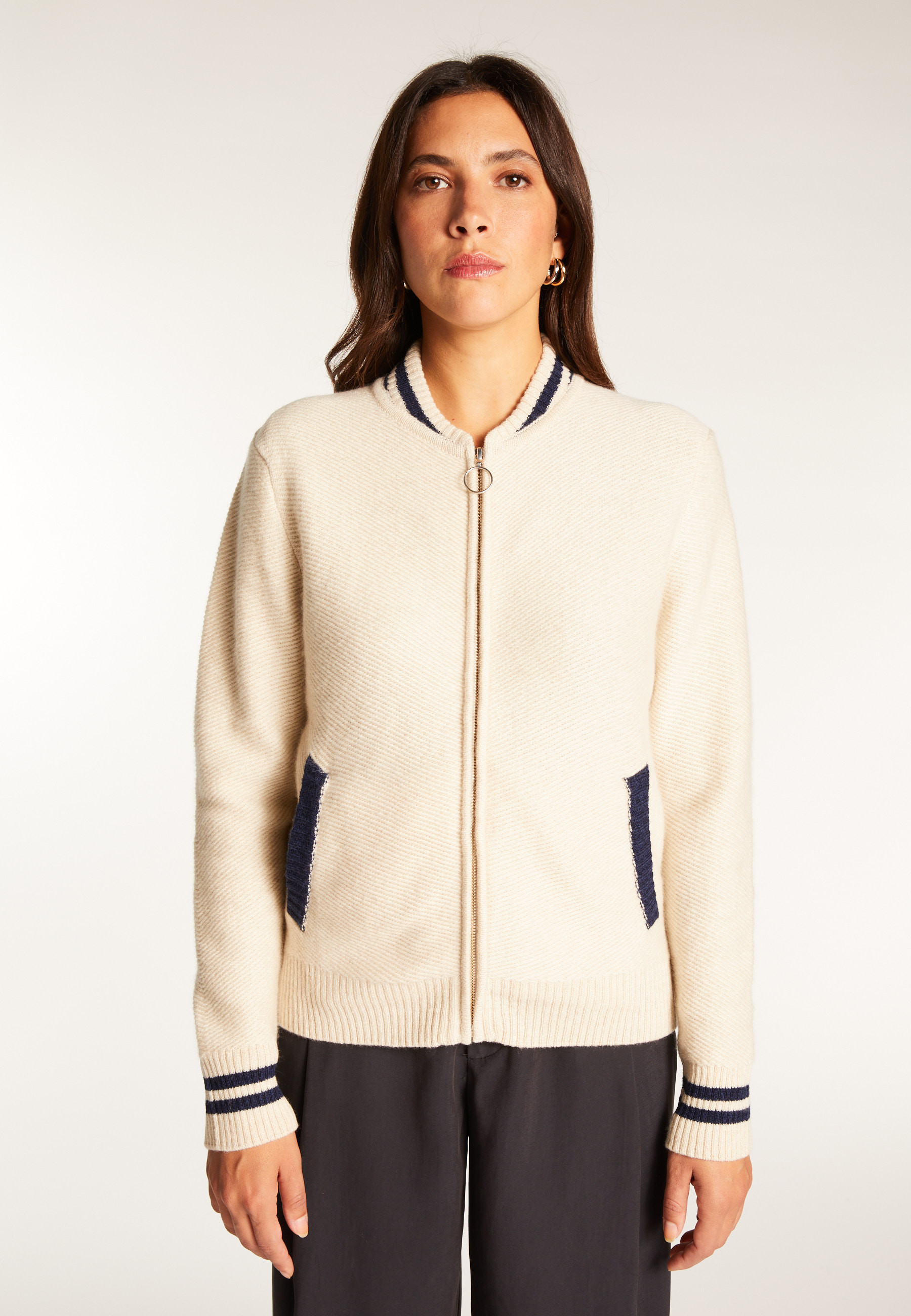 Veste zippée en laine et cachemire - Rabia