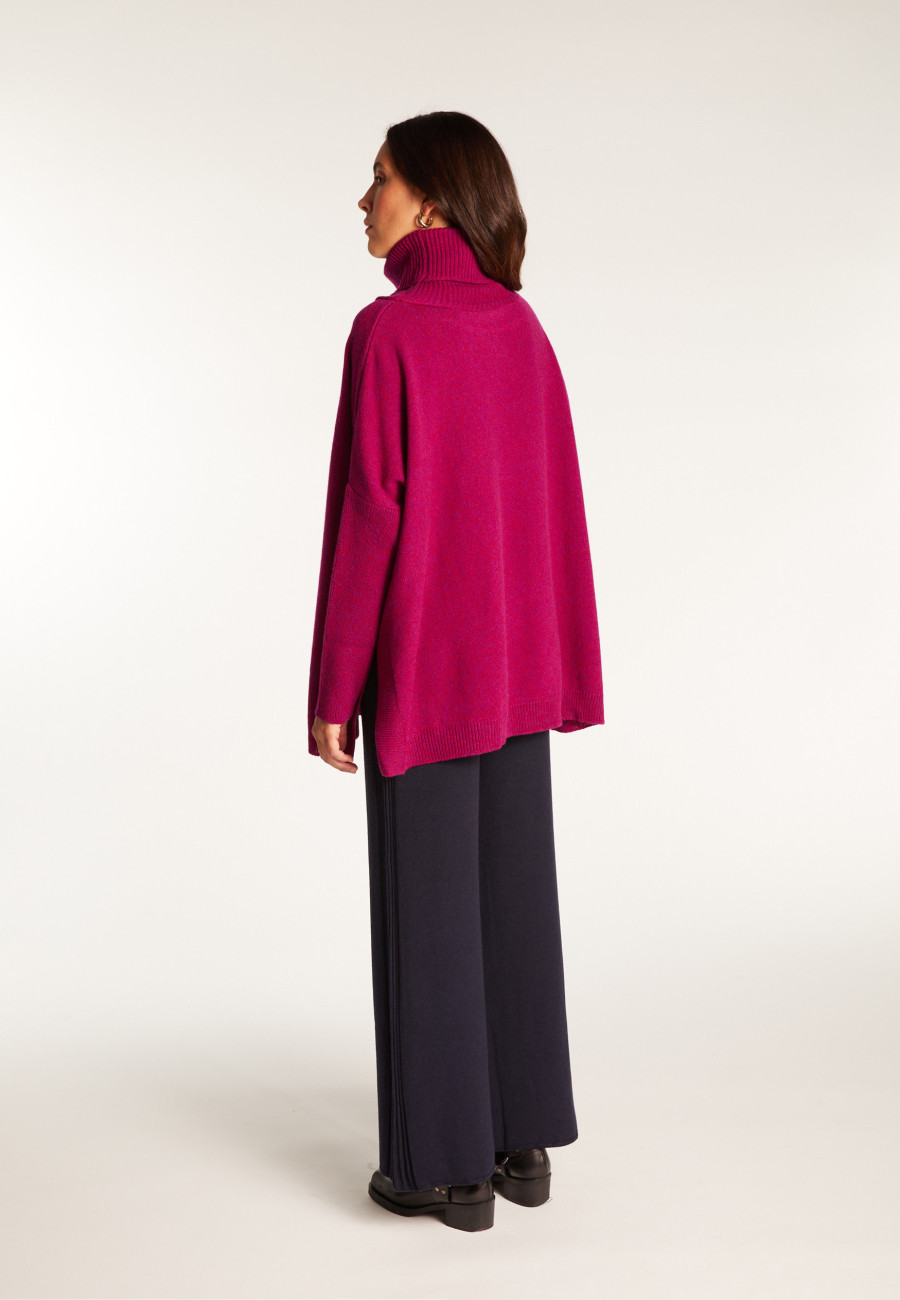 Suéter oversized de lã e caxemira com gola alta - Clara