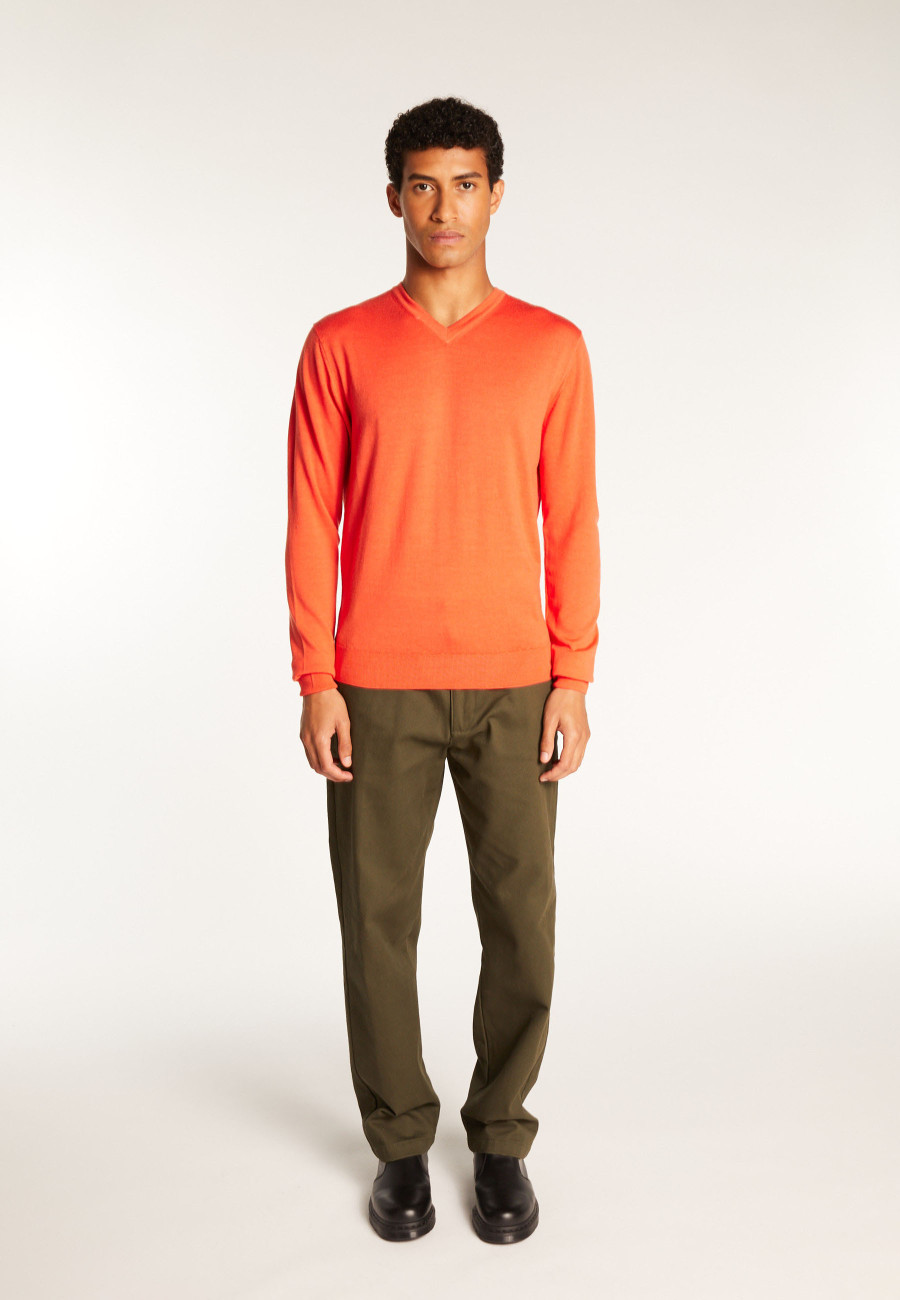 Merino Wool V-Neck Sweater - Elmo