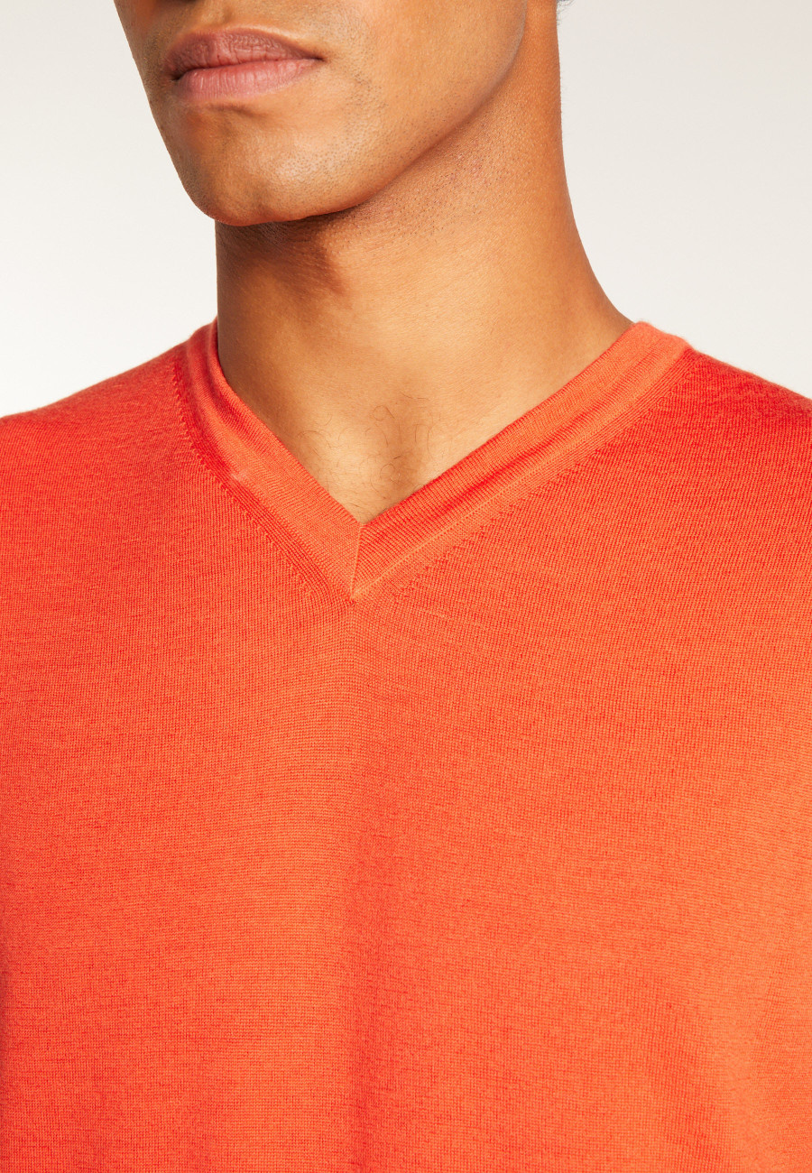 Merino Wool V-Neck Sweater - Elmo