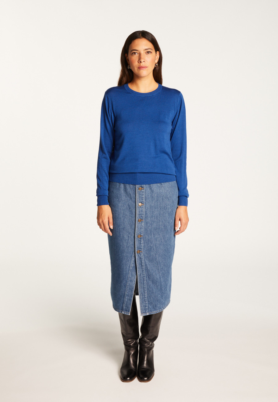 Suéter de lã merino com gola redonda - Asena