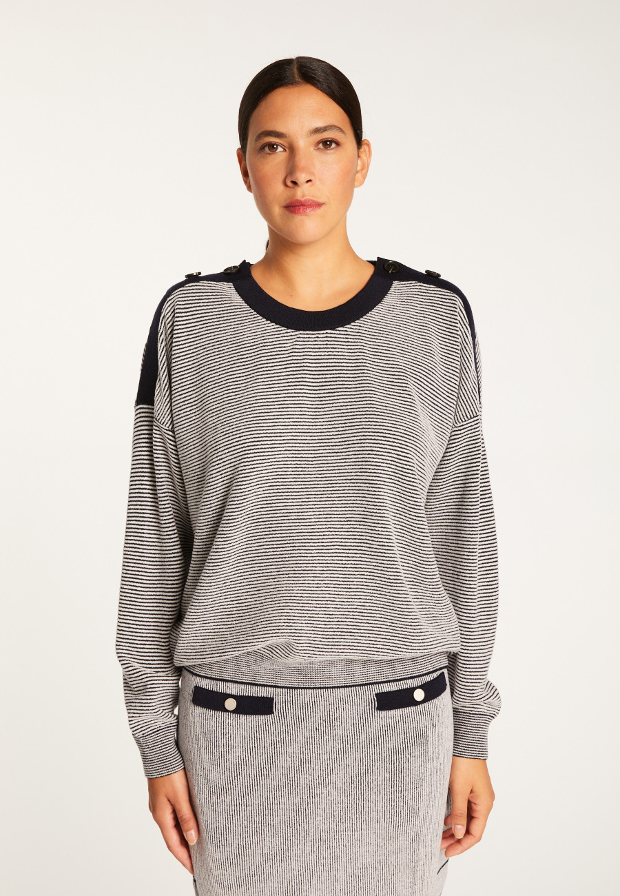 Suéter de lã e veludo com botões nos ombros - Rochelle