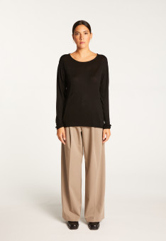 Round neck T-shirt in bamboo cashmere fiber - Aemilia
