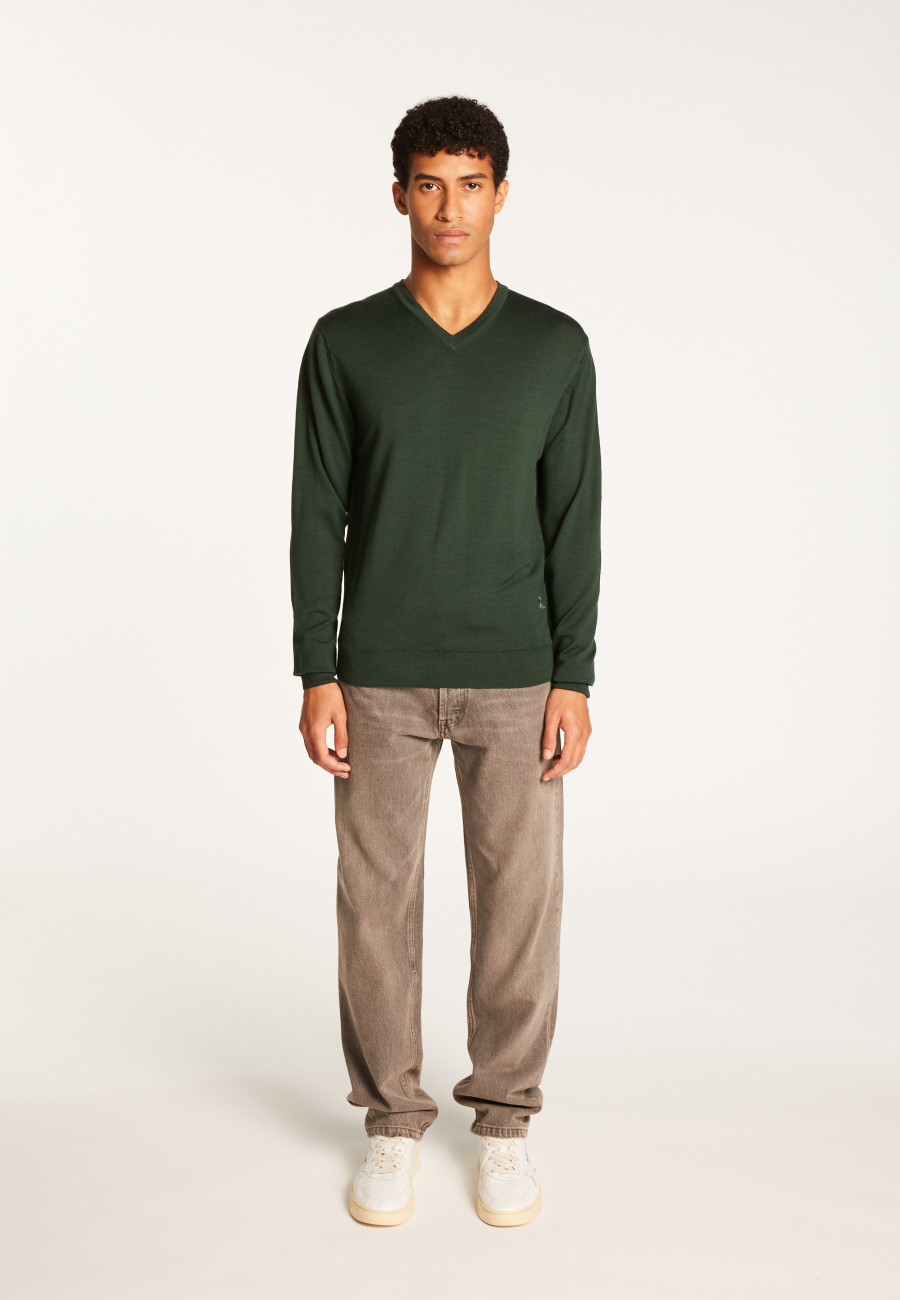 Merino Wool V-Neck Sweater - Elmo