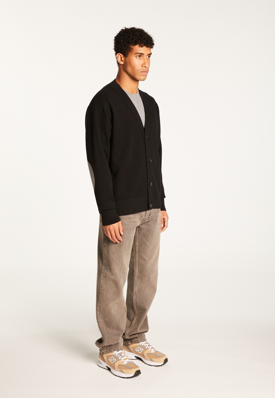 Cardigan bicolor com botões em lã merino - Tao