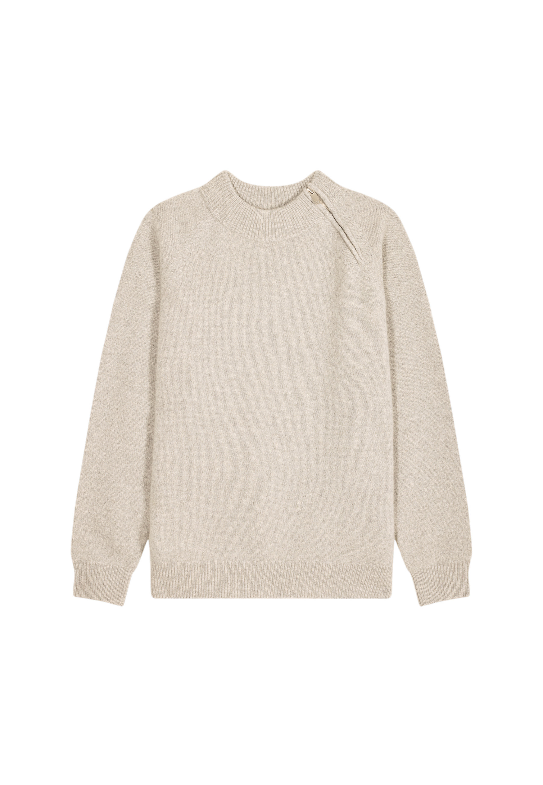 Pull col rond zip épaule en cachemire mélangé - Tiam