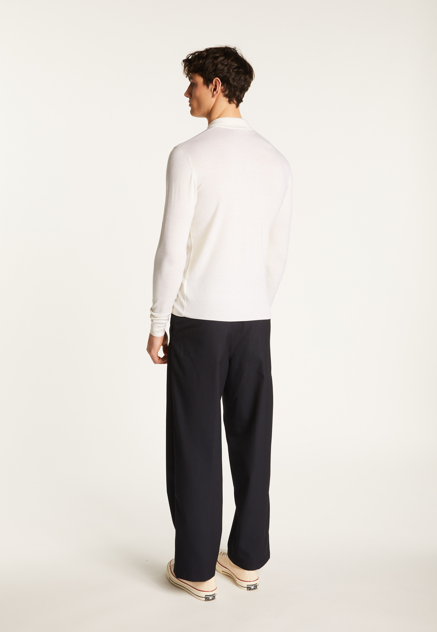 Merino wool long sleeve polo shirt - Eni
