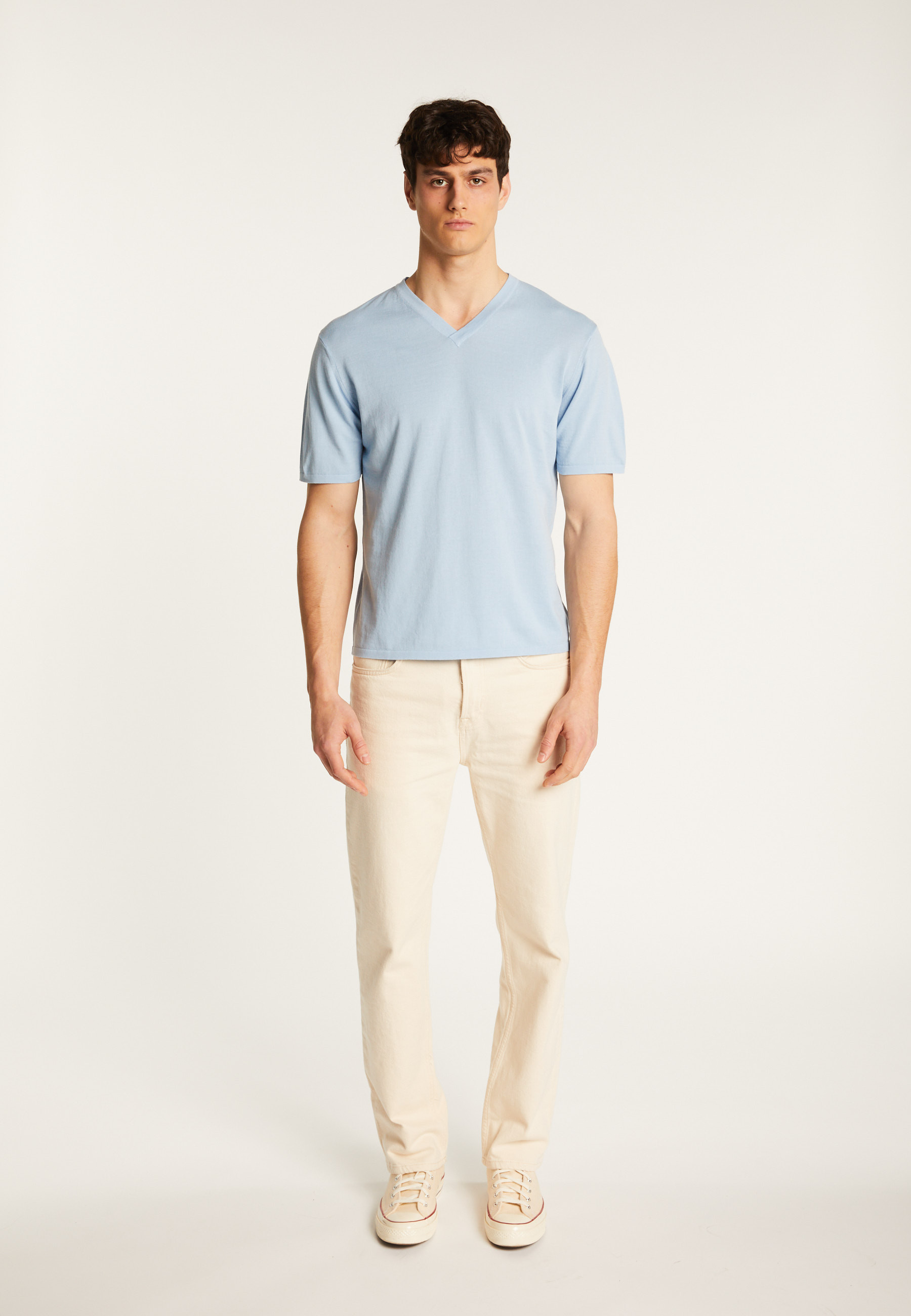 T-shirt col V en coton - Malo