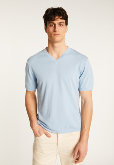 T-shirt col V en coton - Malo