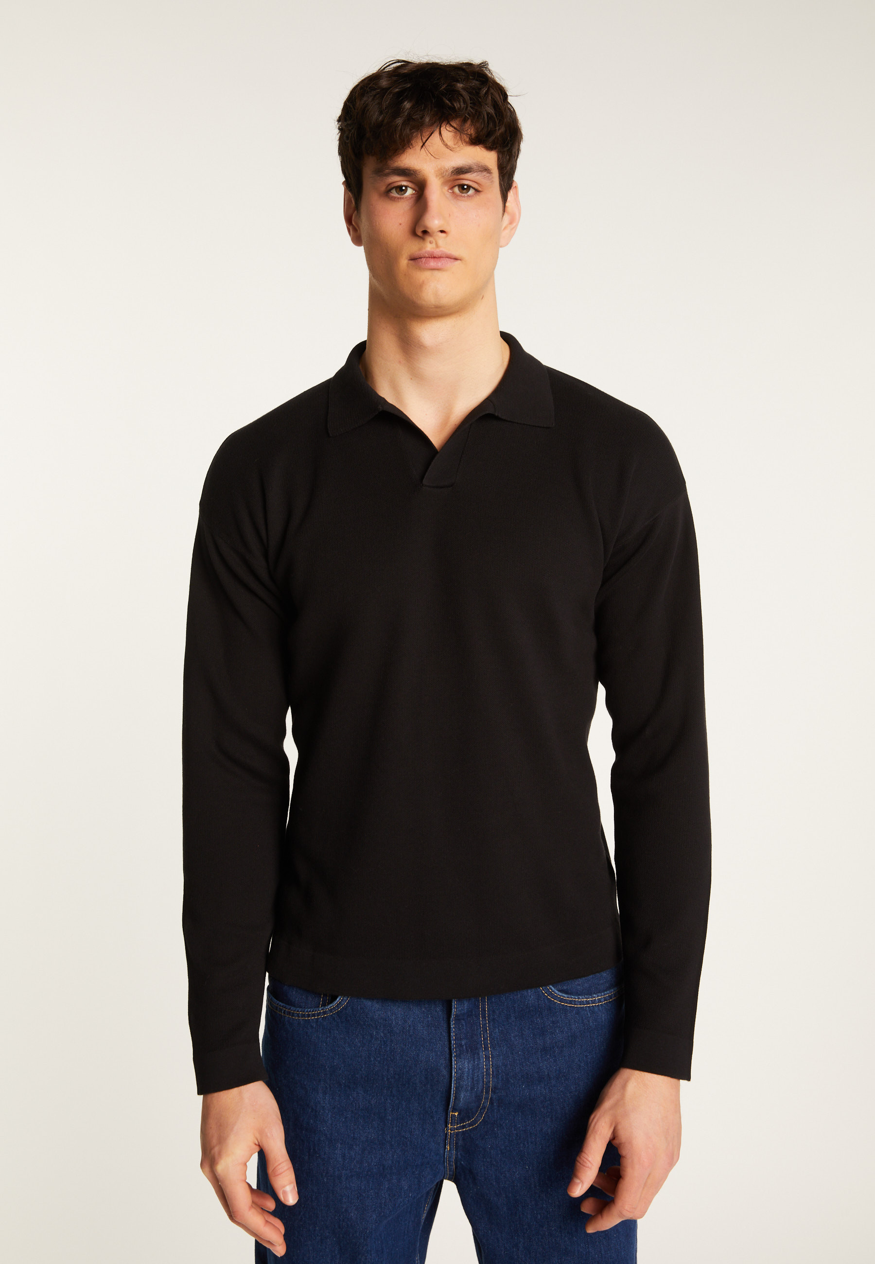 Long sleeve cotton polo shirt - Maxime