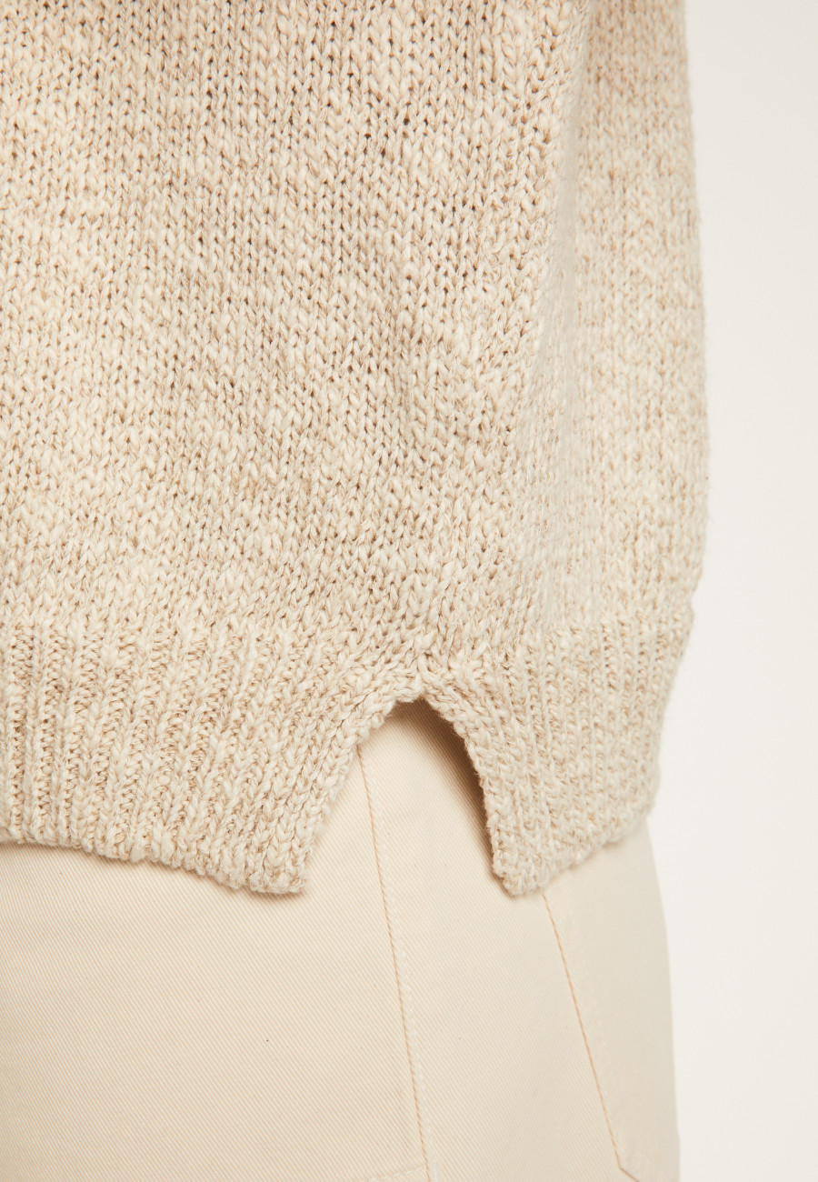 Camiseta gola V de algodão e linho - Flavie