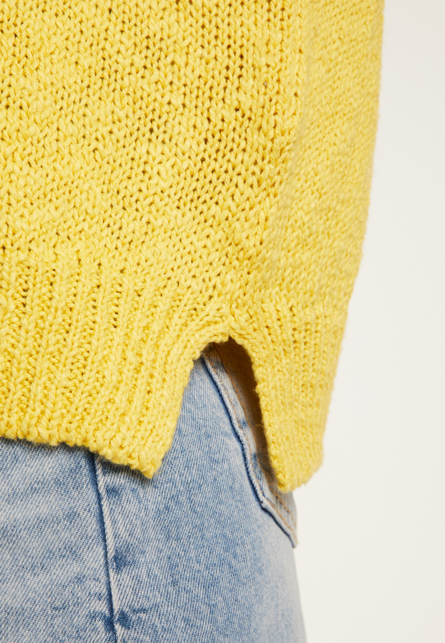 Camiseta gola V de algodão e linho - Flavie