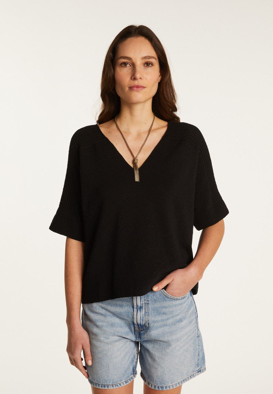 Camiseta cor V em algodão - Devy