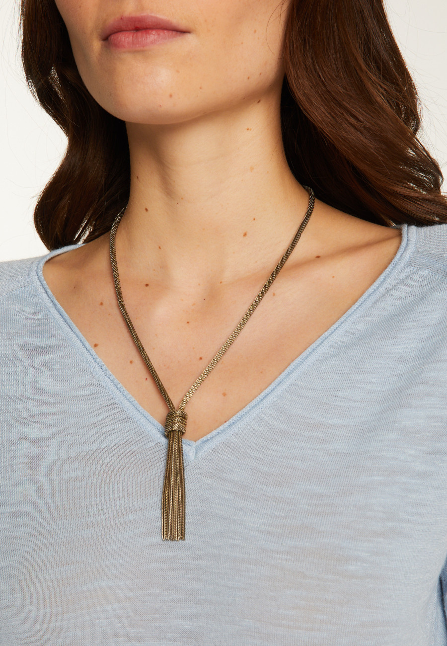 Camiseta gola V de linho flamejado - Bonbon